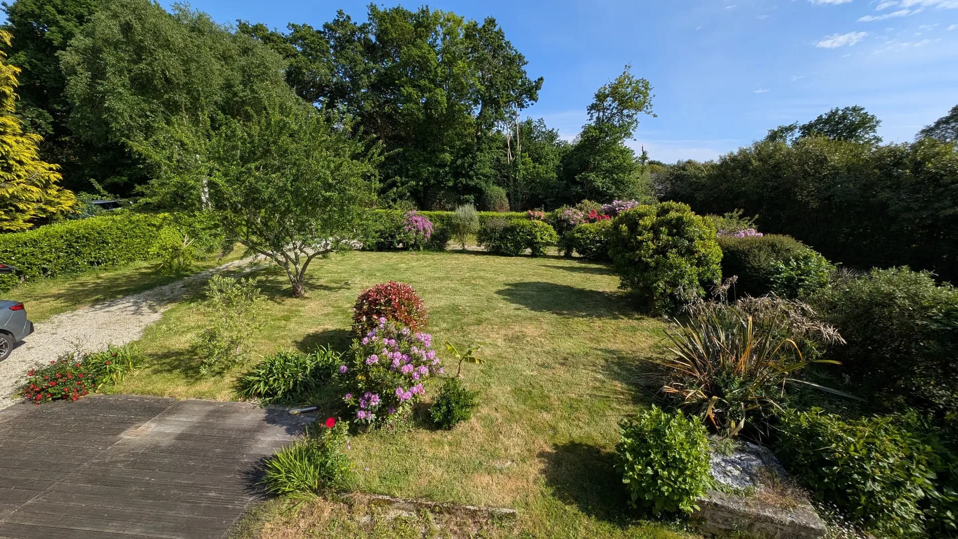 Grand jardin arboré de la maison